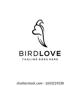 Creative Luxury Modern Flying Bird  With Heart Sign Logo Template Vector Icon