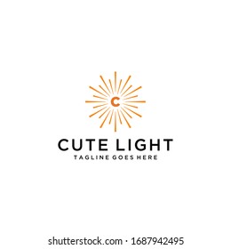 Creative luxury modern Sun with C sign logo design template