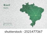 Creative Luxury Mosaic Design of Brazil Map, Featuring Brasilia