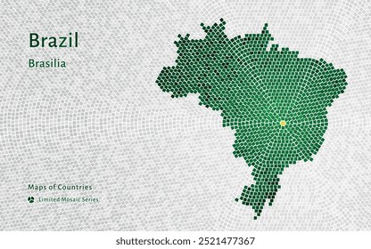 Kreative Luxus-Mosaik-Design von Brasilien Karte, mit Brasilia