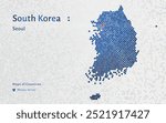 Creative Luxury Mosaic Design of South Korea Map, Featuring Seoul