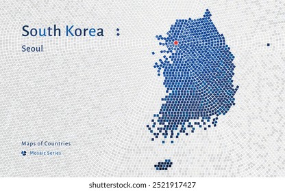 Creative Luxury Mosaic Design of South Korea Map, Featuring Seoul