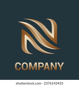 Creative and luxury N logo design vector on gray background