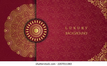 Creative luxury ornamental mandala design background in gold color. Decorative greeting card. Design for invitation, wedding card, Diwali, decoration. India, Indian, Arabic, Damask, Asian, Turkish