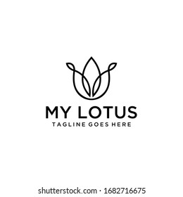 Creative luxury simple Artistic Lotus Flower logo design illustration