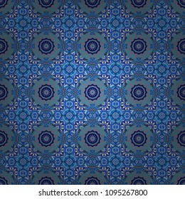 Creative, luxury style. Print card, cloth, shirts, dress, wrapper, cover. Geometrical simple vector art. Random geometric shapes seamless pattern in gray, beige and blue colors.