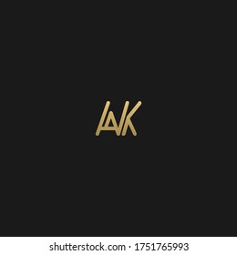 Creativo lujo único artístico color negro y dorado AK KA K inicial de la letra icono de la letra.