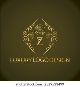 Diseño creativo del logotipo de la lujosa Z con la Plantilla moderna del Vector del negocio. diseño creativo del logotipo de la monografía de la Z, de la realeza de la Z con color dorado