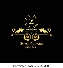 Diseño creativo del logotipo de la lujosa Z con la Plantilla moderna del Vector del negocio. diseño creativo del logotipo de la monografía de la Z, de la realeza de la Z con color dorado