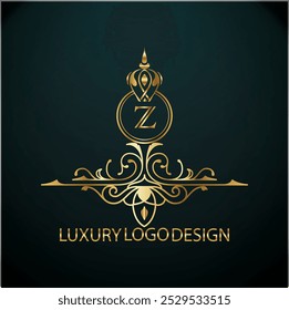 Diseño creativo del logotipo de la lujosa Z con la Plantilla moderna del Vector del negocio. diseño creativo del logotipo de la monografía de la Z, de la realeza de la Z con color dorado