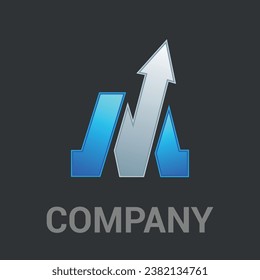 Creative M arrow logo design vector on black background