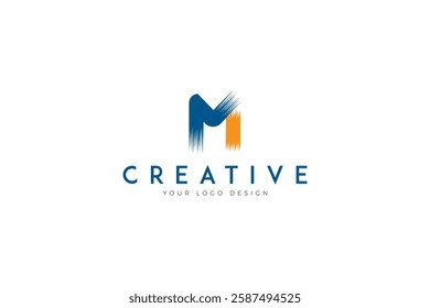 Creative M Brush Letter Logo vector. M letter mark logo Design.