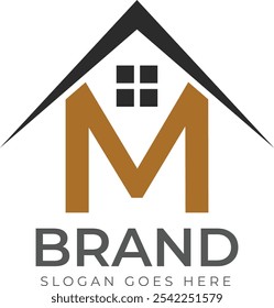 Creative M House Logo Design Template