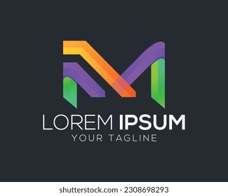 Creative M letter 3D or Colorful logo