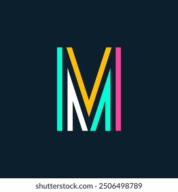 Creative M Letter Dual Line Typography Logo, Creative M Letter Multiline Minimal Logo Sign, M Character Logo Symbol