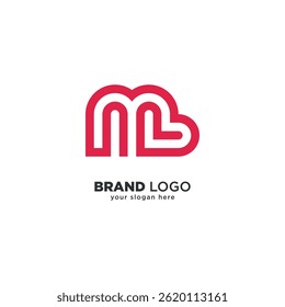 Creative M Letter Heart Logo - Modern Love Branding Symbol.