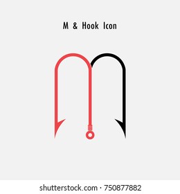 Creative M- Letter icon abstract and hook icon design vector template. Alphabet icon.Vector illustration