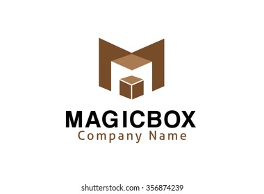 Creative M Letter Magic Box Logo Symbol Design Illustration