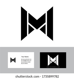 Diseño del logotipo del equipo M creativo con tarjeta de visita