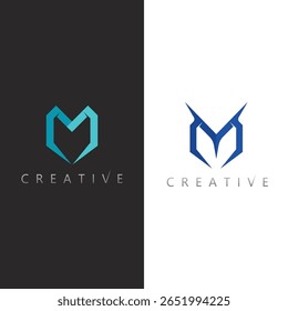 Creative M Shape Logo Symbol with Abstract Minimal Vector Art Style