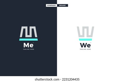 Diseño del logo creativo M W para una empresa de negocios moderna.