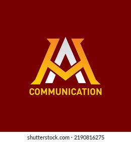 Creative MA Logo Design vector Template with dark red background 