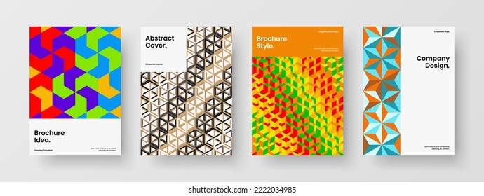 Diseño de diseño de vectores de portada de revista creativa A4. Conjunto de conceptos de las formas geométricas luminosas de las postales.
