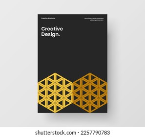Creative magazine cover design vector template. Abstract geometric hexagons company brochure concept.