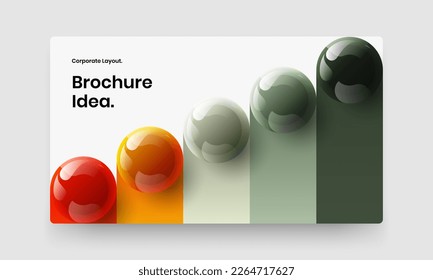 Creative magazine cover design vector concept. Multicolored 3D balls postcard layout.