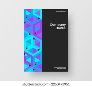 Diseño vectorial de portada de revista creativa. Plantilla de presentación de formas de mosaico multicolor.