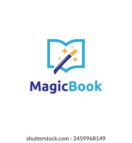 Creative magic book logo vector design, colorful book logo design template