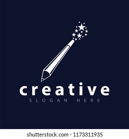 Creative magic pencil logo icon vector template