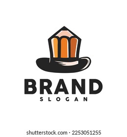 Creative Magic Pencil Logo Icon Vector Template shape pencil and hat