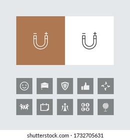Creative magnet Line Icon with Bonus Icons. 