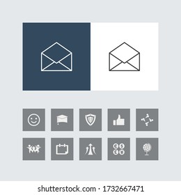 Creative Mail or Envelope Line Icon with Bonus Icons. 