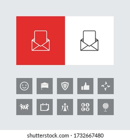Creative Mail or Envelope Line Icon with Bonus Icons. 
