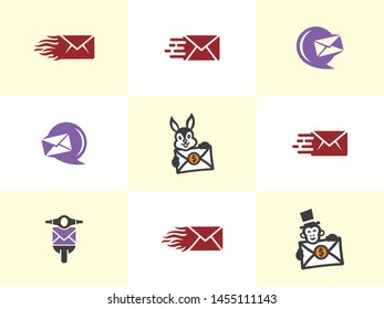 Creative Mail logo, icon, vector, template set