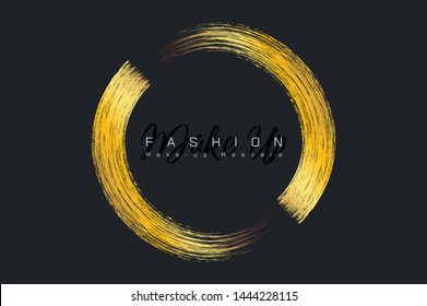 Creative Make Up Logo. Mmascara Brush Stroke In Sphere Shape. Round Vector Make-up Cosmetic Texture Design Template Isolated On White. Realistic Mascara Smear Sign. Eyelash Logo