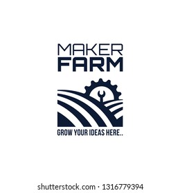 Creative Maker Farm Logo with gear and wrench