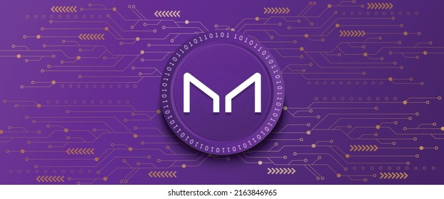 Creative Maker MKR block chain technology based cryptocurrency coin banner and background vector illustration