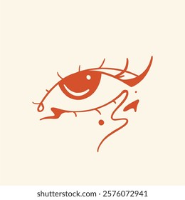 Creative makeup. Beautiful female eyes with fancy arrows. Cartoon eyes. Hand drawn illustration. Logo template, beauty and fashion. Modern makeup.