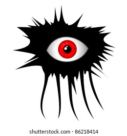 Creative makeup design in red eye