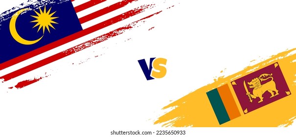 Creative Malaysia vs Sri Lanka bürstet die Flagge. Zwei Länderflaggen im Stile eines künstlerischen Pinsels, Hintergrund
