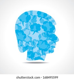 Creative male face of blue message bubble stock vector