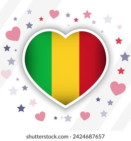 Creative Mali Flag Heart Icon