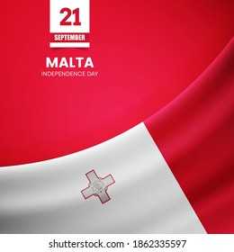 Creative Malta flag on fabric texture. Vintage style independence day background