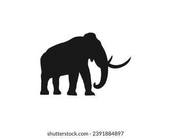 Creative mammoth Logo Vector Illustration. Wooly mammoth silhouettes. Vector black silhouette of prehistoric wooly mammoth with tusks. vector silhouette illustration isolated on white background. EPS.