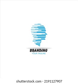 Creative man face Logo Design. Abstract Tech Combined with Face Silhouette. Usable For Business Brand, Tech and Company. Vector Logo Illustration.