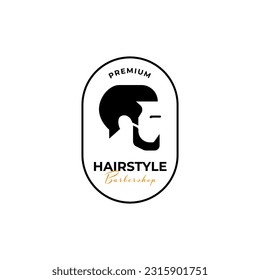 Icono de símbolo de diseño de logotipo barbudo de hombre creativo