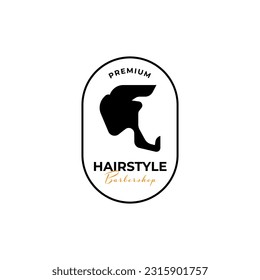 Creative man hairstyle bearded logo design illustration symbol icon